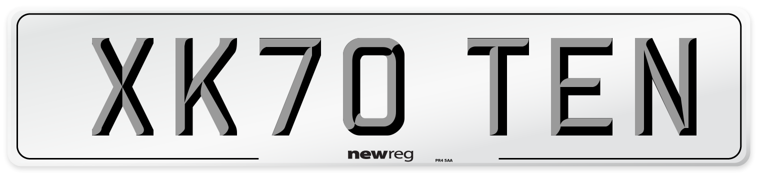 XK70 TEN Number Plate from New Reg